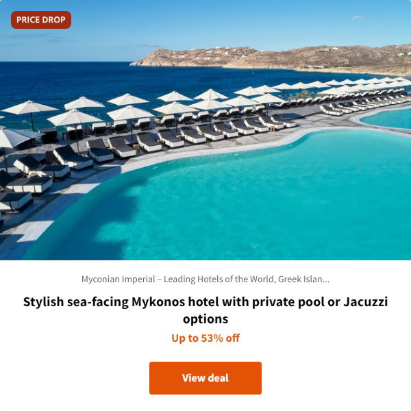 Stylish sea-facing Mykonos hotel with private pool or Jacuzzi options
