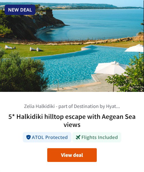 5* Halkidiki hilltop escape with Aegean Sea views