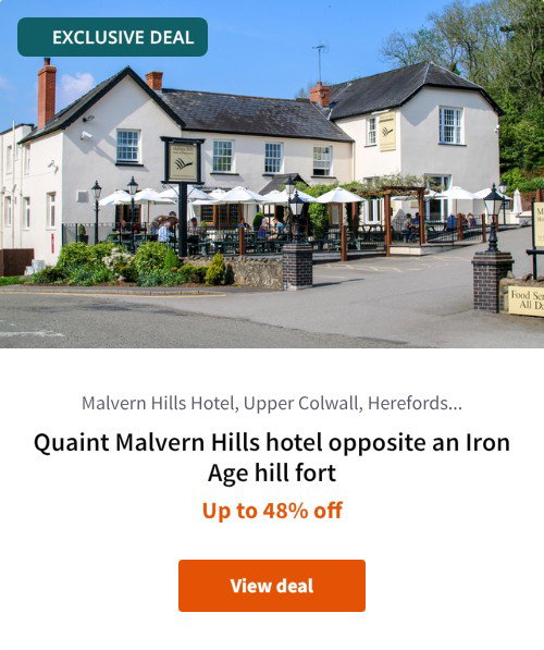 Quaint Malvern Hills hotel opposite an Iron Age hill fort
