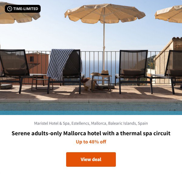 Serene adults-only Mallorca hotel with a thermal spa circuit