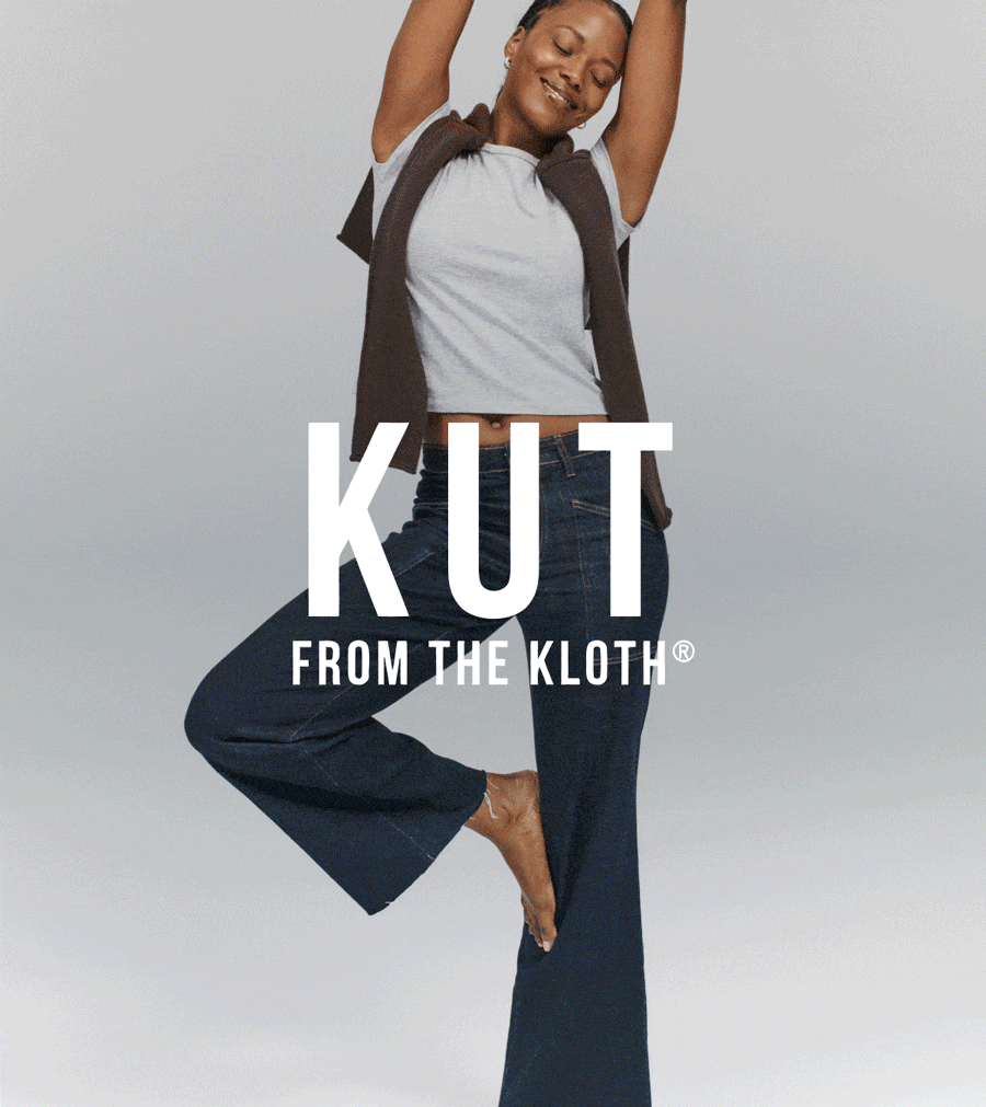 Rotating images of images of jeans from Kut, Good American, Page, and Pistola.