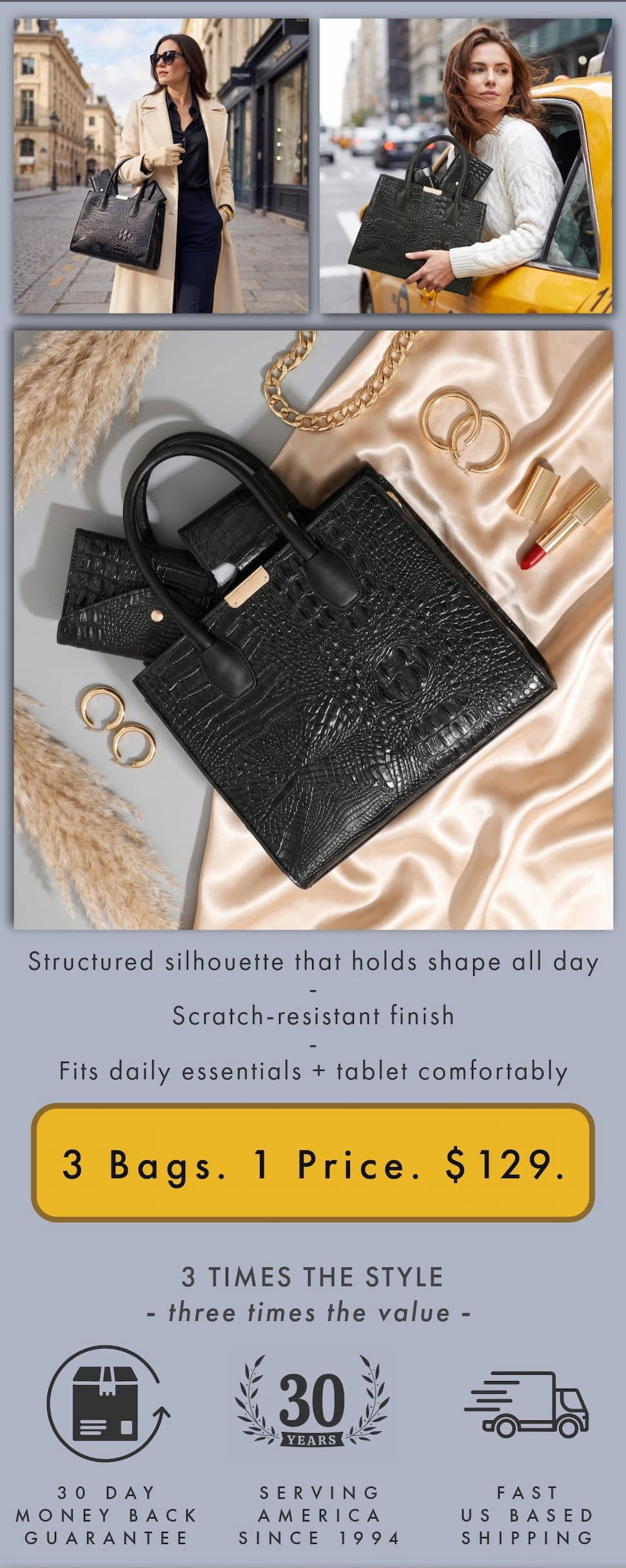 3 Bags. 1 Price. $129