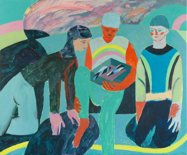 Colorful painting of friends