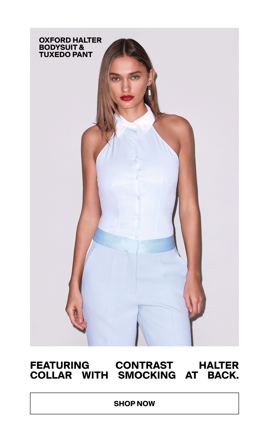 Poplin Halter Bodysuit & Tuxedo Pant
