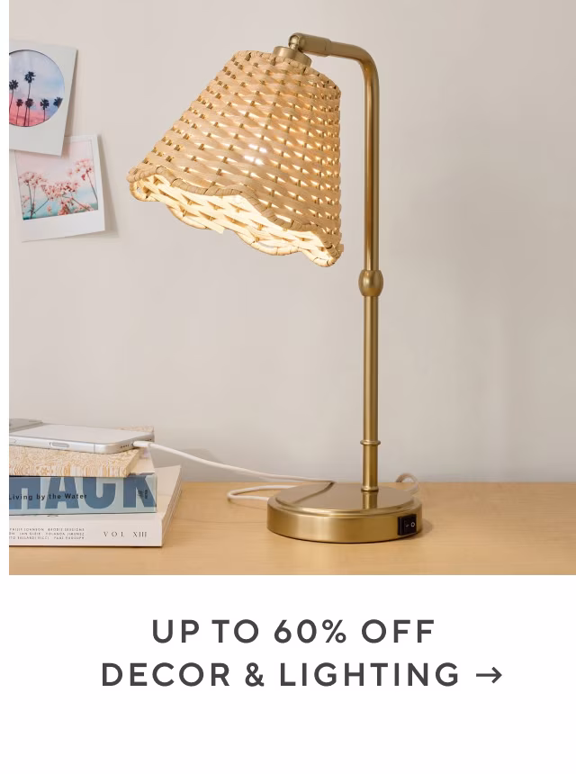 Up to 60% off decor and lighting