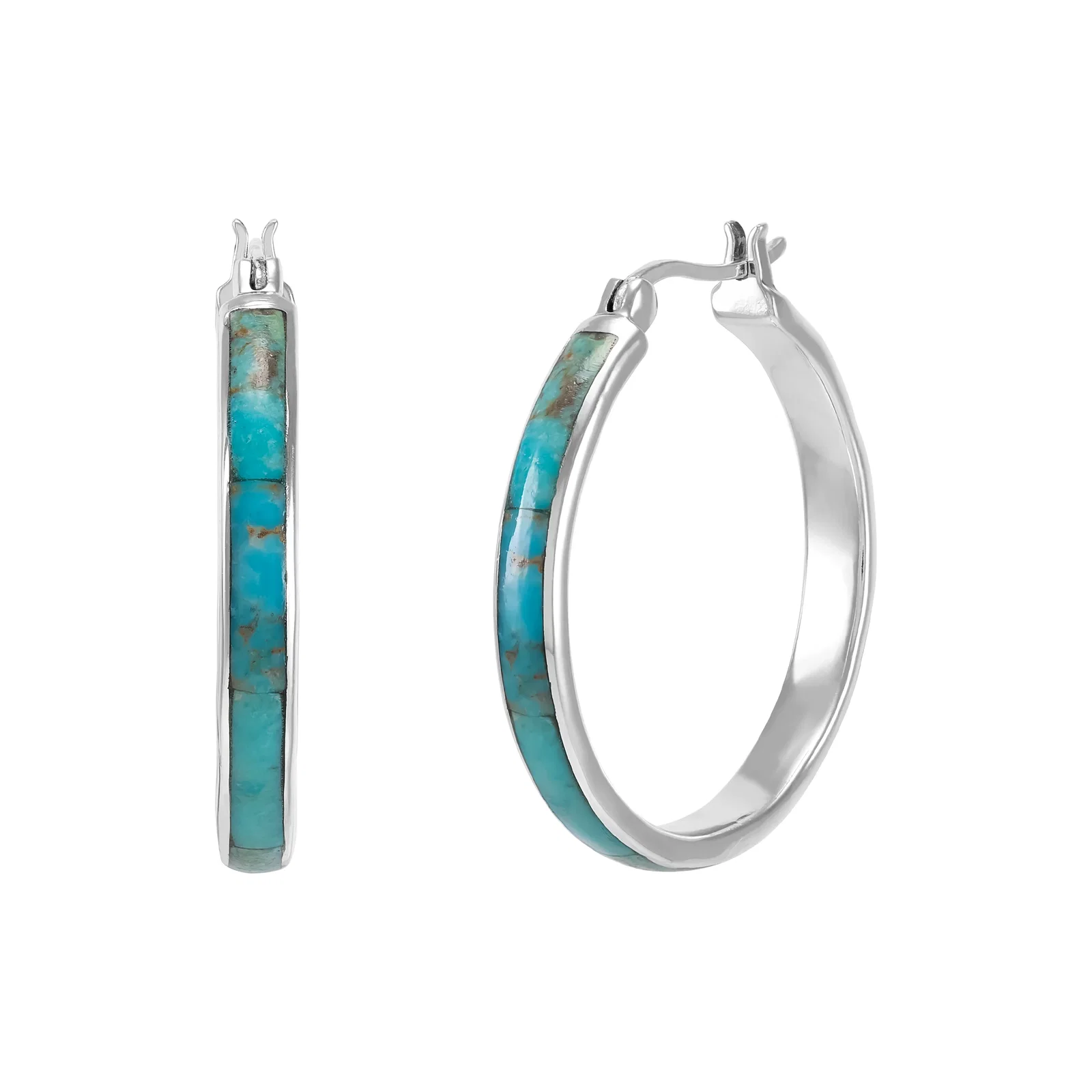 Beginner's Luck Hoop Earrings, Teal Turquoise