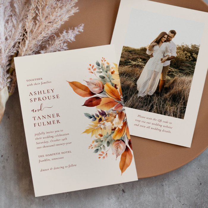 A fall wedding invitation