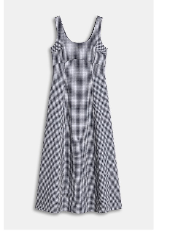 Linen Gingham Midi Dress