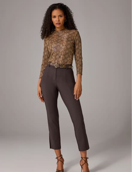 Metallic Printed Mock Neck Knit Top