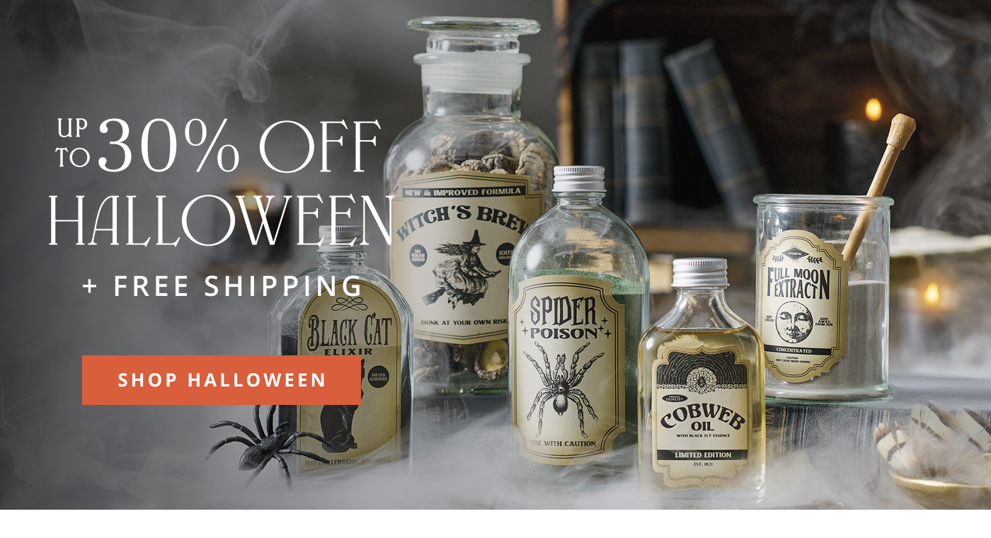 up to 30% off halloween + free shipping