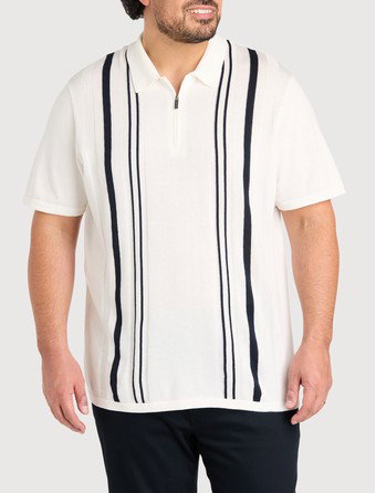 Striped Zip Sweater Polo Shirt