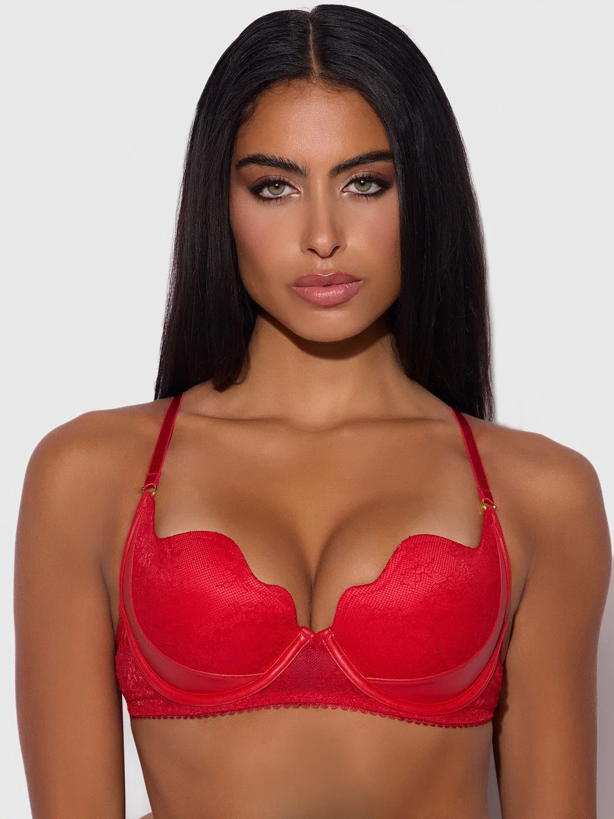 Image of Chiara Lace & Faux Leather Director's Cut Balconette Bra