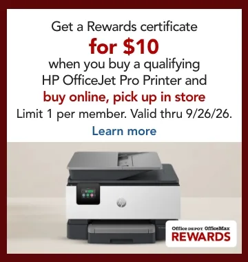 $10 rewards certificate when you buy a qualifying HP officejet printer