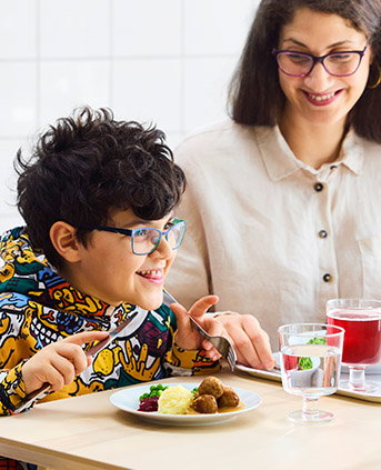 Child eating in the IKEA restaurant