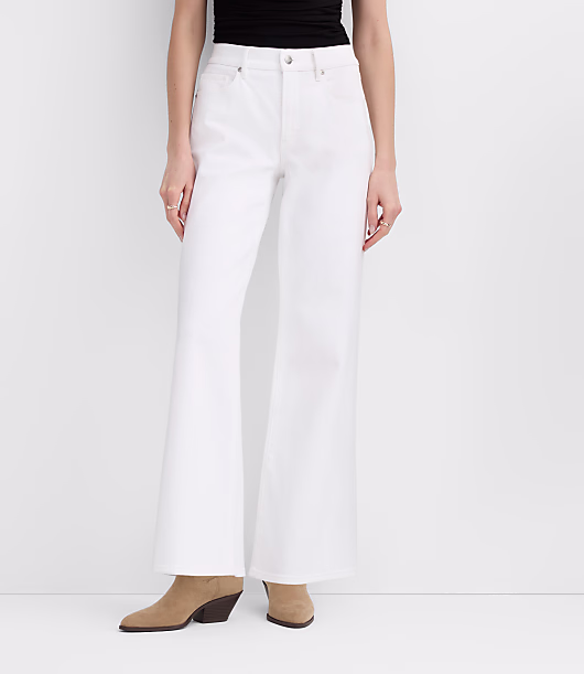 Rivete Curvy Mid Rise Wide Leg Jeans in White