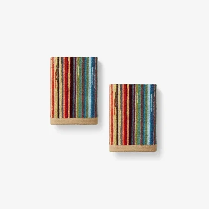 Image of Rhythm Washcloths, Stripes Print, Set of 2, Size 13 In. x 13 In., Cotton, Geometric/Stripes