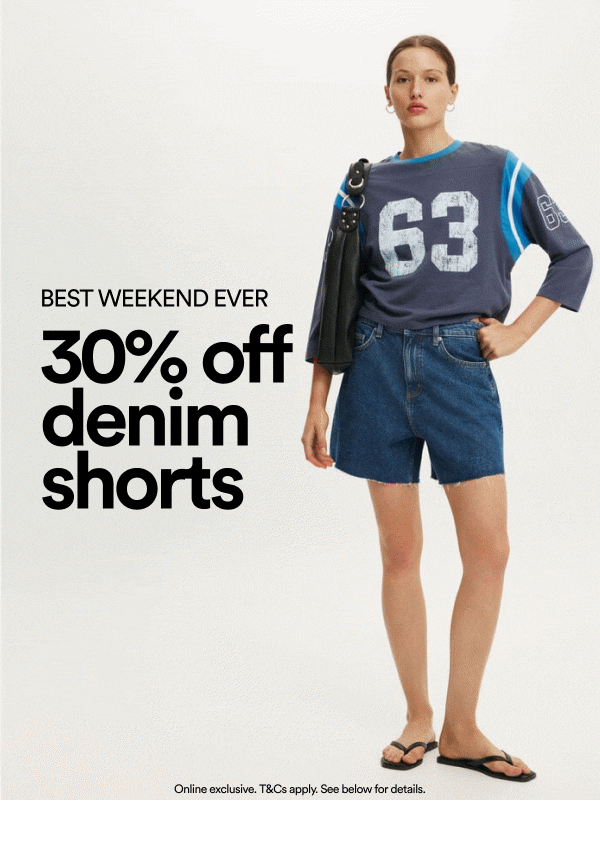 Best Weekend Ever 30% off denim shorts