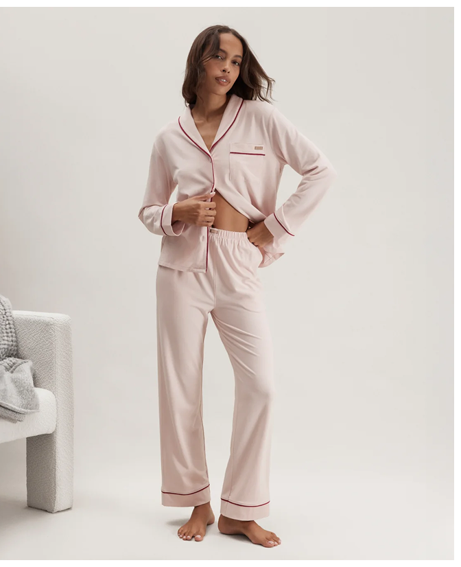 slumberknit shawl collar delicate pink 