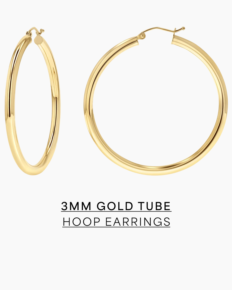 3MM Gold Tube Hoop Earrings