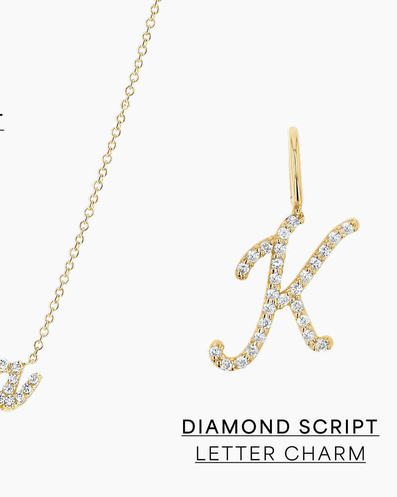 Diamond Script Letter Charm