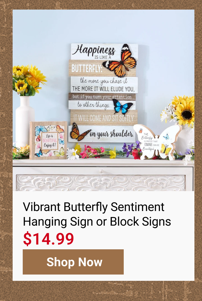 Vibrant Butterfly Sentiment Hanging Sign or Block Signs
