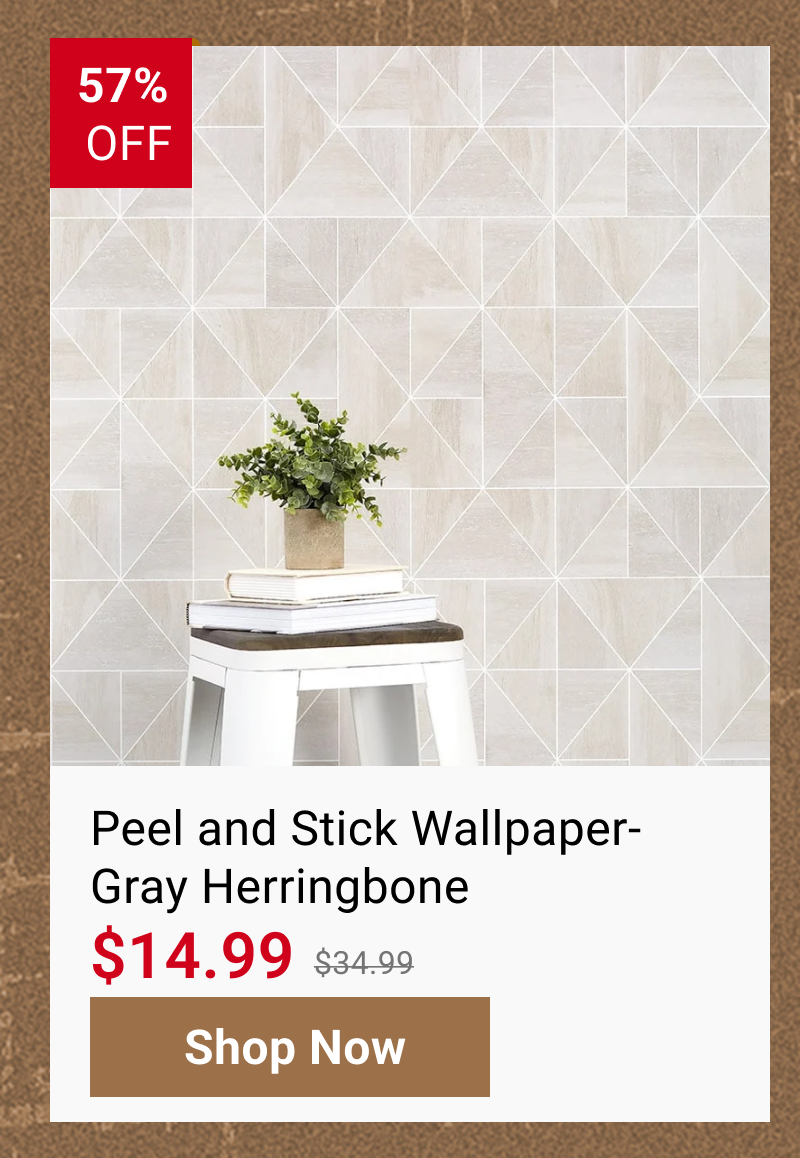 Peel and Stick Wallpaper-Gray Herringbone