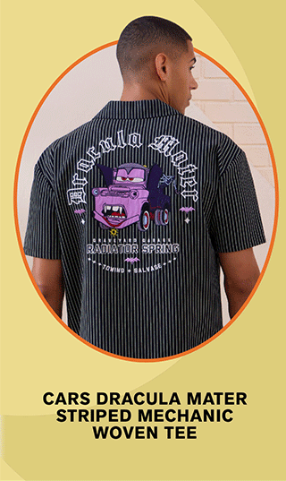 Cars Dracula Mater Striped Mechanic Woven Tee