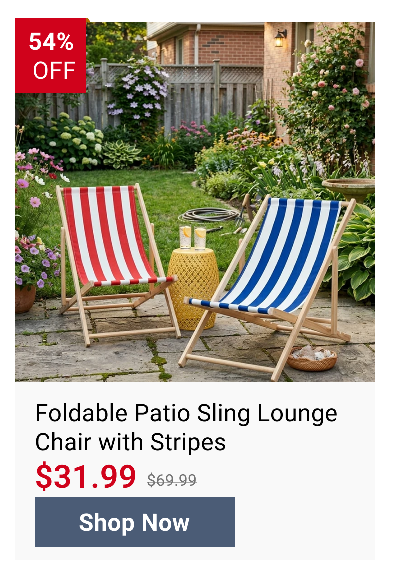 Foldable Patio Sling Lounge Chair with Stripes