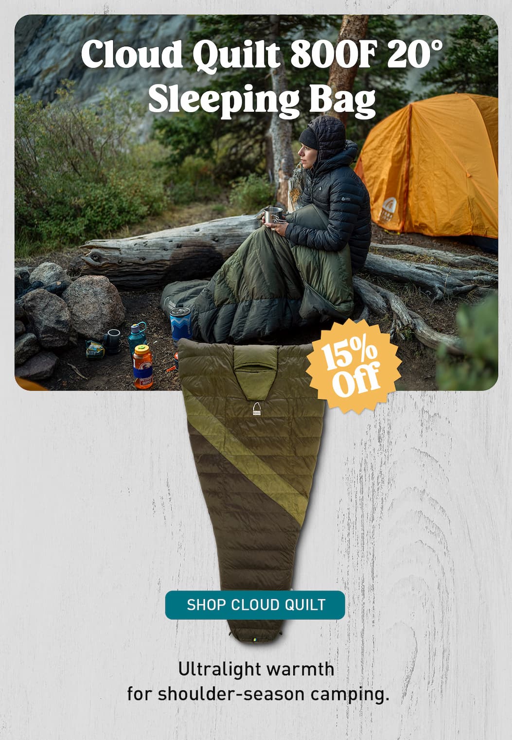 Shop Cloud Quilt 800 F Sleeping Bag with 15% Off