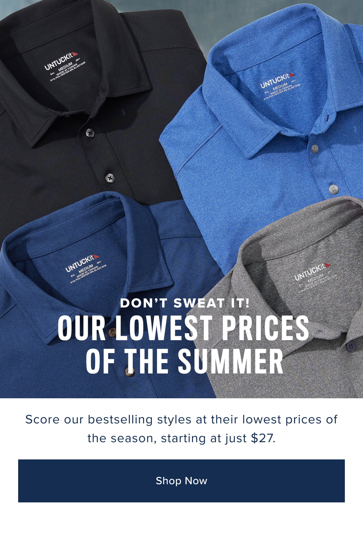Collection of Untuckit Polos in various colors 