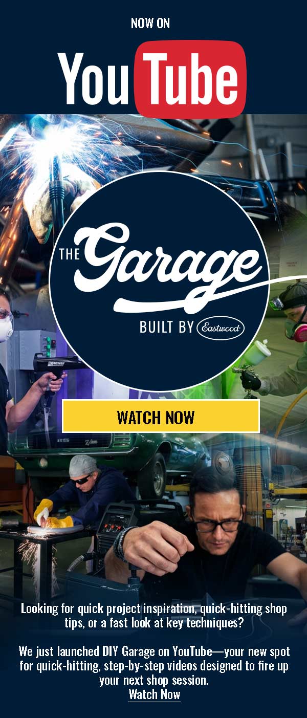Eastwood Garage YouTube channel featuring welding, fabrication, and DIY project videos.