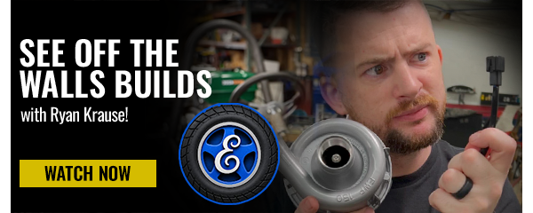 Turbocharger build feature with workshop close-up and Watch Now button.