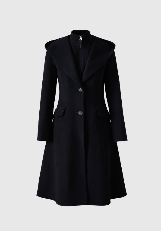 GLORIA Handmade Wool Blend Coat with Removable Bib