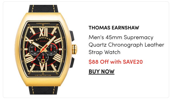 ES-8270-01 Thomas Earnshaw Men's 45mm Supremacy Quartz Chronograph Leather Strap Watch – $88 Off with SAVE20