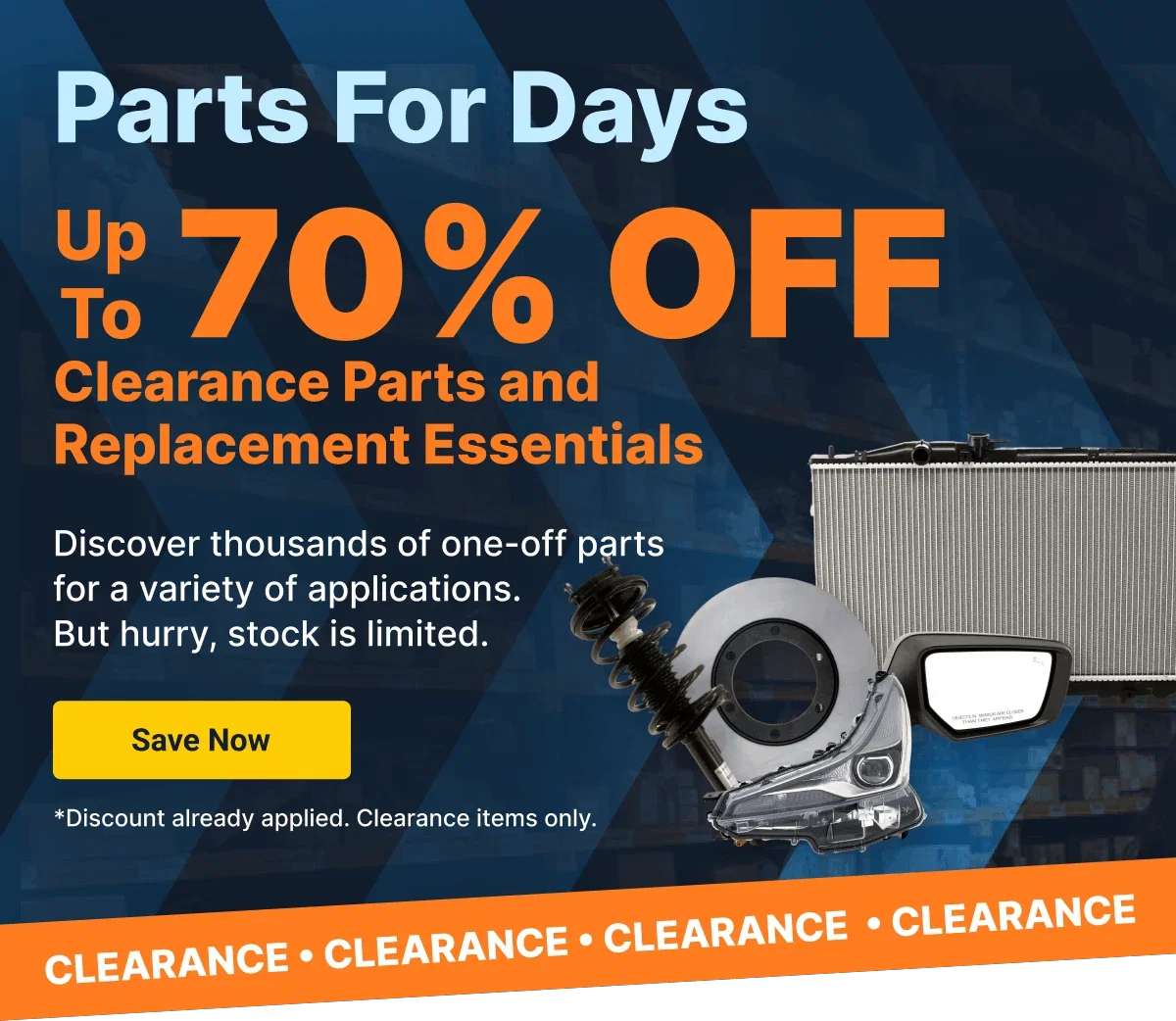 Parts For Days | Up To 70% OFF Clearance Parts and Replacement Essentials | Save Now