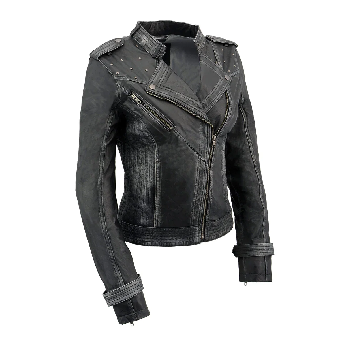 Image of Milwaukee Leather SFL2840 Women's Maiden Black Premium Sheepskin Motorcycle Fashion Leather Jacket with Studs