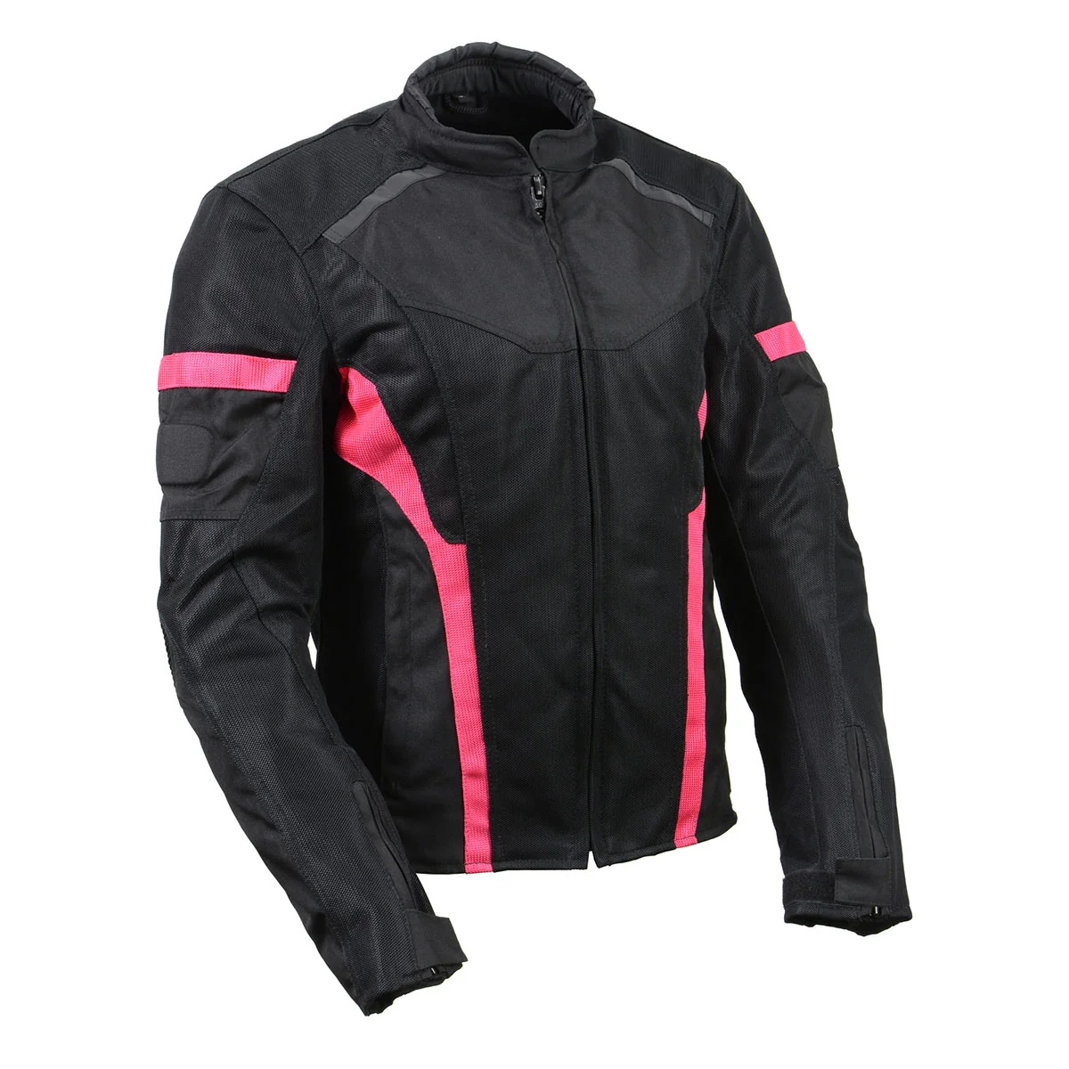 Image of Milwaukee Leather MPL2794 Black and Pink Mesh/Textile Armored Motorcycle Racer Jacket for Women - All Season Jackets