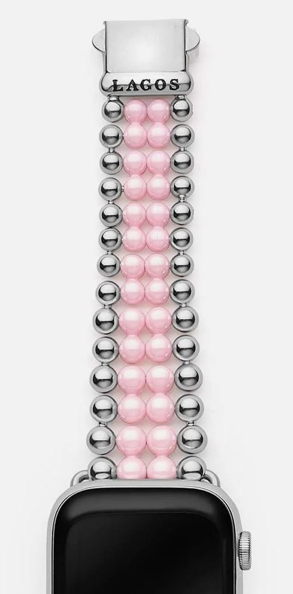 Pink Ceramic & Stainless Steel Infinite Watch Bracelet 38-45mm