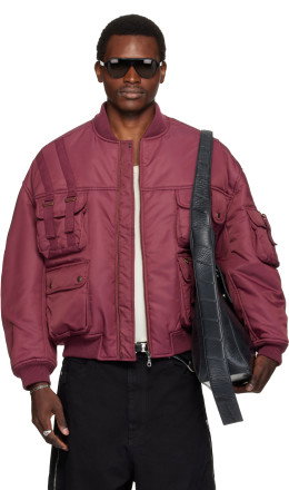 Burgundy Aviator Bomber Jacket - LU'U DAN