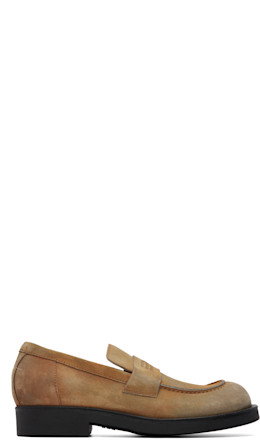 Beige Washed Suede Biker Loafers - MM6 Maison Margiela