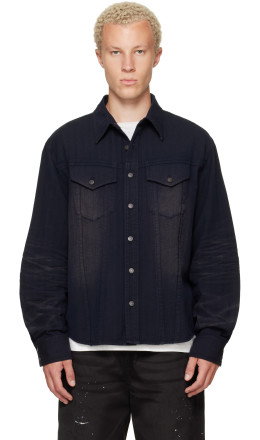 Navy Ridge Herringbone Shirt - MMIC