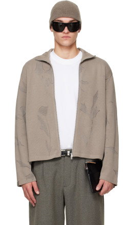 Taupe Shrunken Full Zip Sweater - OUR LEGACY