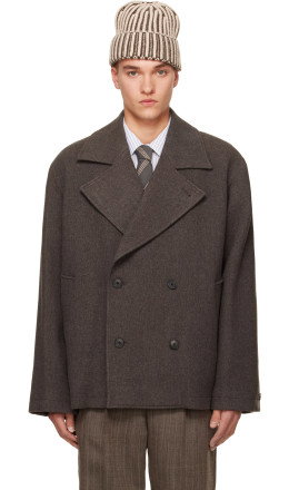 Brown Sentence Peacoat Jacket - mfpen