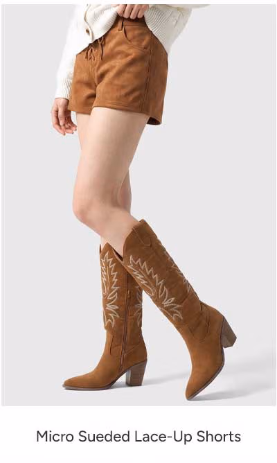 ShoeDazzle Micro Sueded Lace-Up Shorts