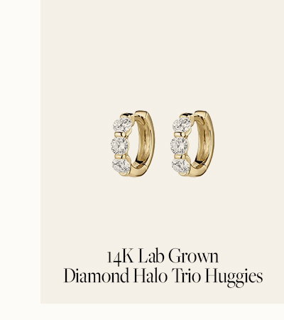 14K Lab Grown Diamond Halo Trio Huggie