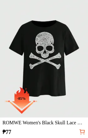 ROMWE Women s Black Skull Lace...
