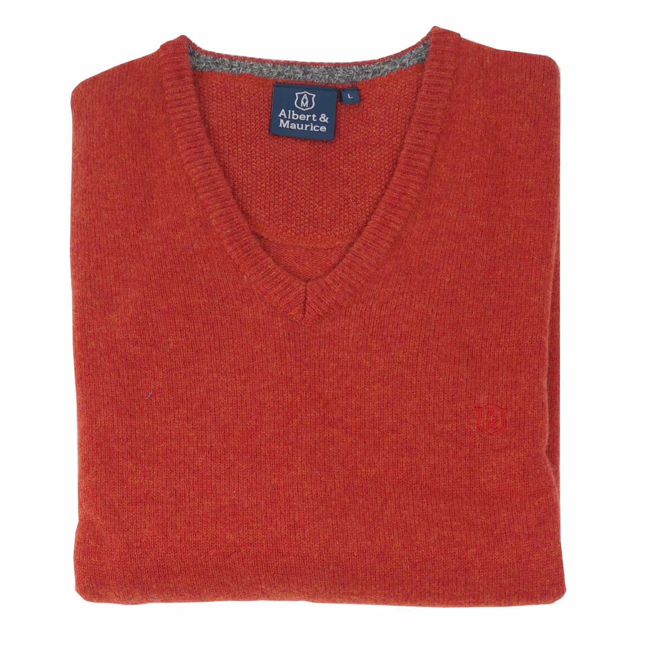 Shop Albert and Maurice Mens Eastnor V Neck Jumper Copper Brown