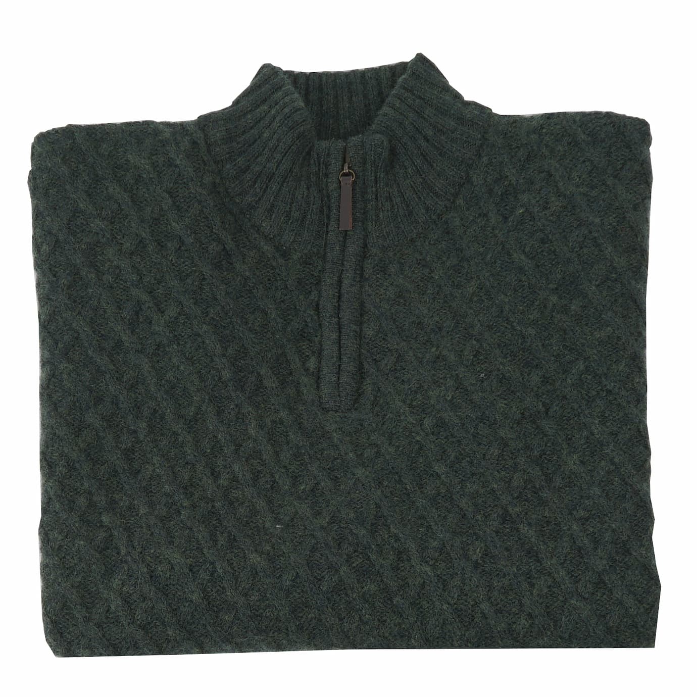 Shop Albert and Maurice Mens Marcle Olive Green Cross Stitch Zip Neck Jumper