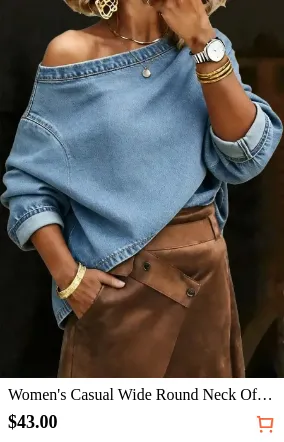 Women s Casual Wide Round Neck Off...