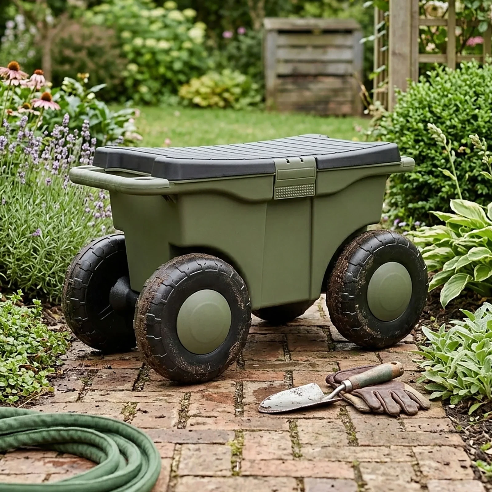 Image of Rolling Garden Cart & Seat